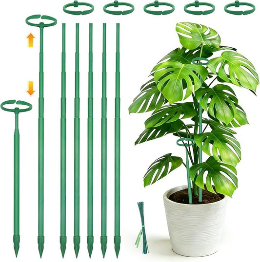 Telescoping Monstera Plant Support Stakes, 12.5IN to 48.4IN Adjustable Length, Extendable Plant Stakes for Indoor Plants, Premium Stainless Steel Material Plants Sticks for Orchids, Tomatoes- 7Pack