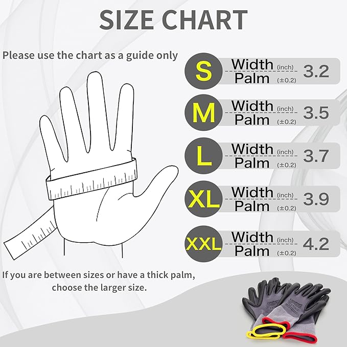 LunaDream Micro-Foam Nitrile Coated Gloves-12 Pairs, Seamless Knit Design, Perfect for Home Projects and Construction
