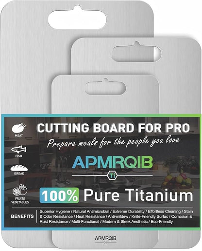 Titanium Cutting Board Set of 3,100% Pure Titanium Cutting Boards for Kitchen, Double Sided Non Toxic Cutting Board, Ideal Charcuterie & Chopping for Meat, Hygiene Durable Dishwashr（3 Pack)
