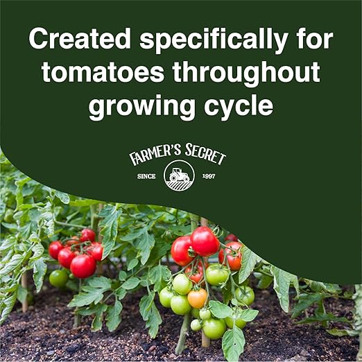 Farmer's Secret Tomato Booster Fertilizer (128oz) - Super Concentrated - 3:8:7 Ratio Fortified with Humic Acid, Iron and Calcium - Grow More Tomatoes