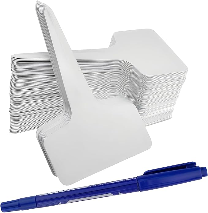 200pcs 4-Inch Plant Name Tags, T-Type Garden Labels Markers, Nursery Plastic Tag for Outdoor Waterproof Plant Label Stakes with Marking Pen