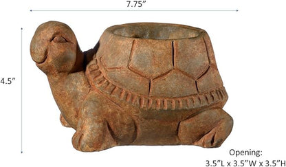 Classic Home and Garden Cement Buddies Animal Planter - Cute Desk Decoration - UV Coated Animal Vase w/Removable Drain Plug - Succulent Planter for Indoor/Outdoor Use (Turtle Planter, Rust, Large)