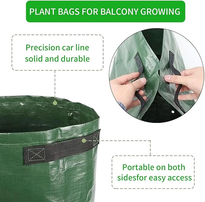2Pack 10 Gallon Grow Bags with Window to Harvest - Potato Grow Bags with Flap and Handles - Thickened Fabric Pots - Large - Tomato Vegetables Grow Bags with Harvest Window