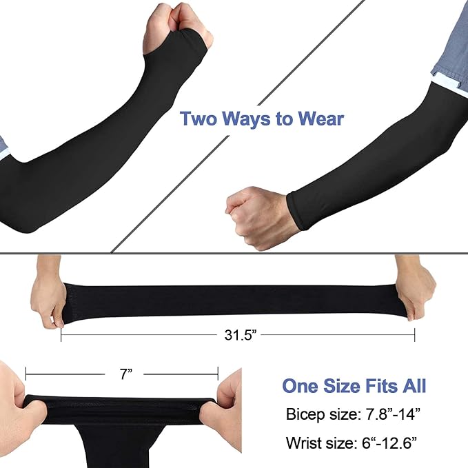 beister 3/6 Pairs UV Cooling Arm Sleeves Sun Protection Unisex for Sports, Cycling, Golf, Running