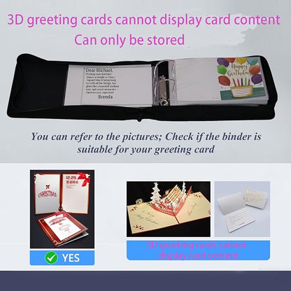 greeting card organizer binder and birthday card holder book,christmas card photo album,binder for greeting cards with sleeves,Suitable for 5x7in, 4x6in, 3x5in cards holds 120 cards (black)