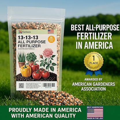 Gardenera 13-13-13 Slow Release Granular Fertilizer – All Purpose Plant Food 13 13 13 for Outdoor Grass, Vegetables, Roses, Flowers, Shrubs, Trees. Lawns, Gardens, Potted Plants (8 OZ)