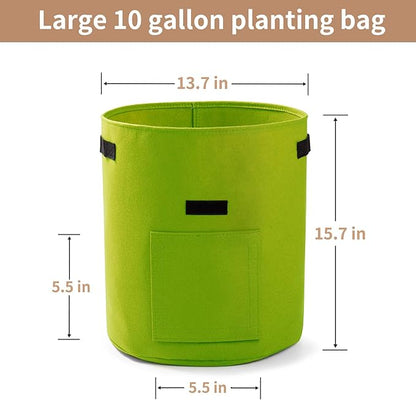Potato Planter Bags 3-Pack 10 Gallons Grow Bags Aeration Tomato Plant Pots with Flap and Handles (Green)