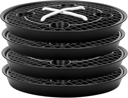 4 Pack Self-Watering Base for Fabric Pot,Auto-Irrigation Water Delivery System,14Inch Plastic Plant Saucer Stand for for Indoor-Outdoo and Grow Tents Greenhouses