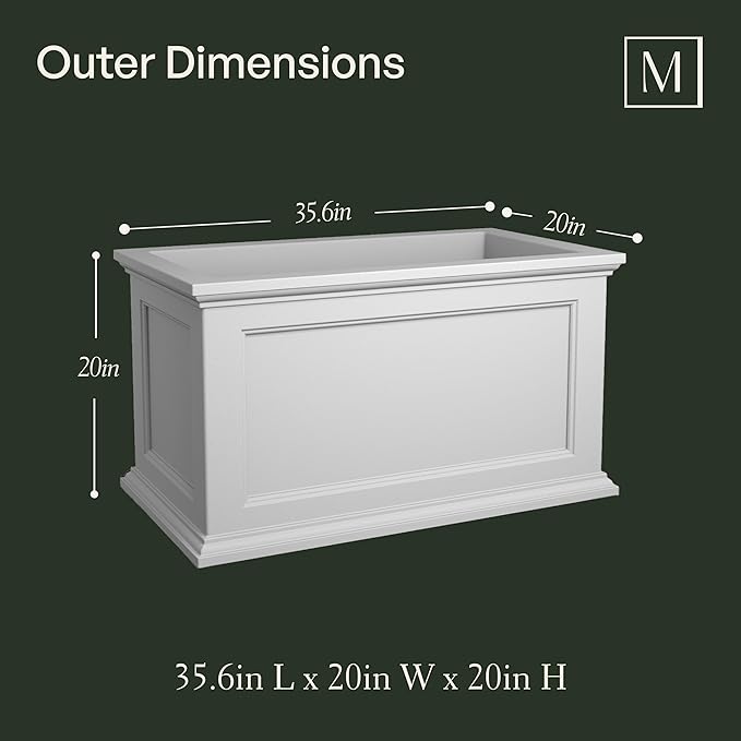 Mayne 5826W 5826-W Fairfield 20x36 Planter, 20 by 36-Inch, White