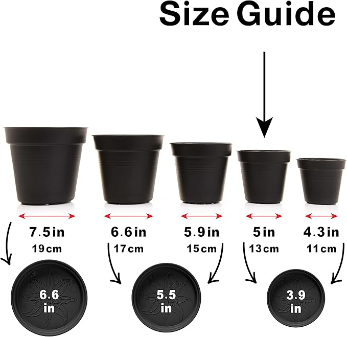 Mintra Home Garden Pots 4pk - Flowers, Herbs, Plants, Indoor, Outdoor, Colorful, Wholesale, Bulk (Burgundy, 13cm Diameter (5in))
