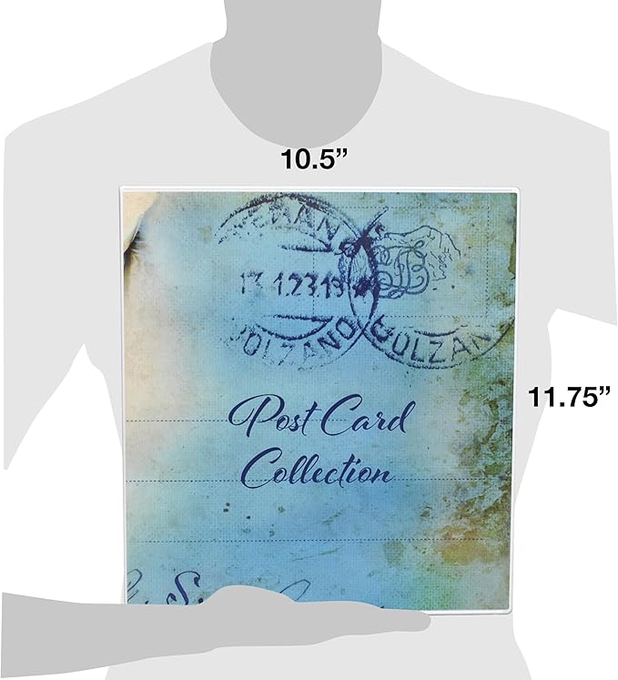 UniKeep Postcard Collector Storage Case with 20 Pages - Holds up to 120 Postcards Measuring 4" x 6" - Additional Pages Can Be Added (Blue)