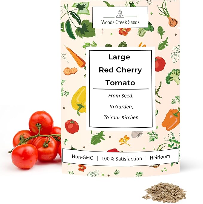 Large Red Cherry Tomato Seeds for Planting – Heirloom, Non-GMO Cherry Tomatoes, Sweet & Juicy Flavor, High Yield for Home Gardens | Woods Creek Seeds