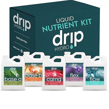 5-Part Nutrient Kit, Liquid Growth & Bloom Nutrition System, Base A, Base B, CaMg, Flex, Flow, Supports Growth to Bloom, pH Stable & Clean for Hydroponics, Soil and Coco, 5 Quarts Total