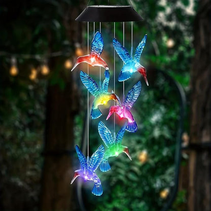 Solar Hummingbird Wind Chimes for Outside,Hummingbird Gift for Mom Grandma Girls,Waterproof Outdoor Solar Powered Lights for Garden Patio Yard Home Decor