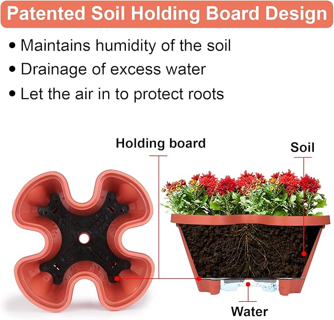 GameXcel Vertical Planter 4 Tier Stackable Planters Garden Planters Strawberry Herb Flower and Vegetable Planter Indoor Outdoor Gardening Pots with Removable Wheels and Tools