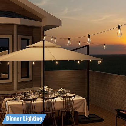 Outdoor String Lights 150ft, LED Patio Lights with 78 (75+3 Spare ST38 Shatterproof Bulbs), IP 65 Waterproof, Outside Hanging Light for Cafe Bistro Backyard (150 ft-78 Bulbs)