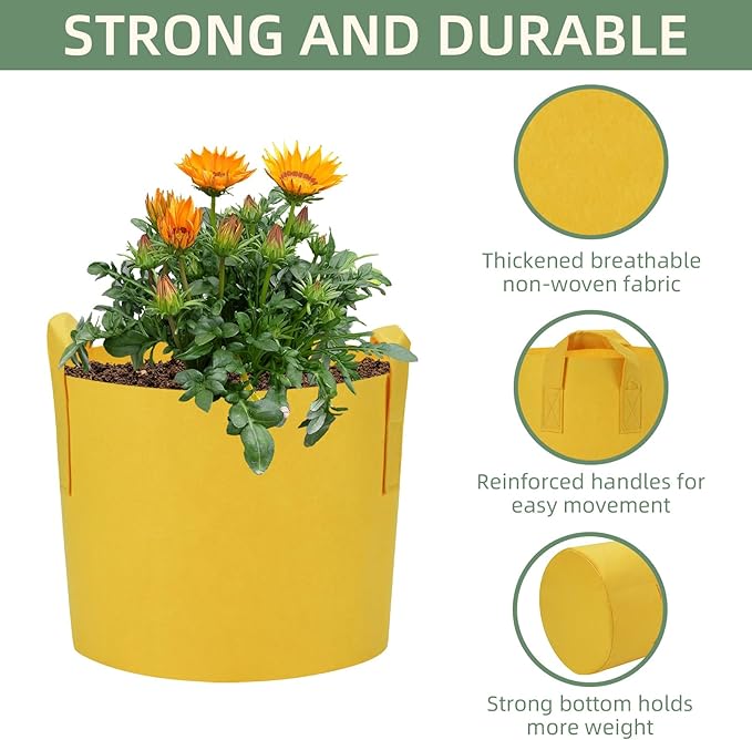 LITLANDSTAR 7-Pack 5 Gallon Colorful Grow Bags, Thickened Nonwoven Plant Fabric Pots with Handles, Heavy Duty Garden Planting Bag for Vegetable, Herbs & Flowers, Come with 4 Colors