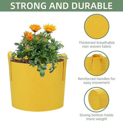 LITLANDSTAR 7-Pack 7 Gallon Colorful Grow Bags, Thickened Nonwoven Plant Fabric Pots with Handles, Heavy Duty Garden Planting Bag for Vegetable, Herbs & Flowers, Come with 4 Colors