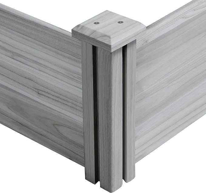 Topeakmart 95 x 25 x 11inches Wooden Elevated Raised Garden Bed 8x2ft Raised Kit Divisible - Garden Planter Boxes for Vegetables Outdoor Outside, Gray