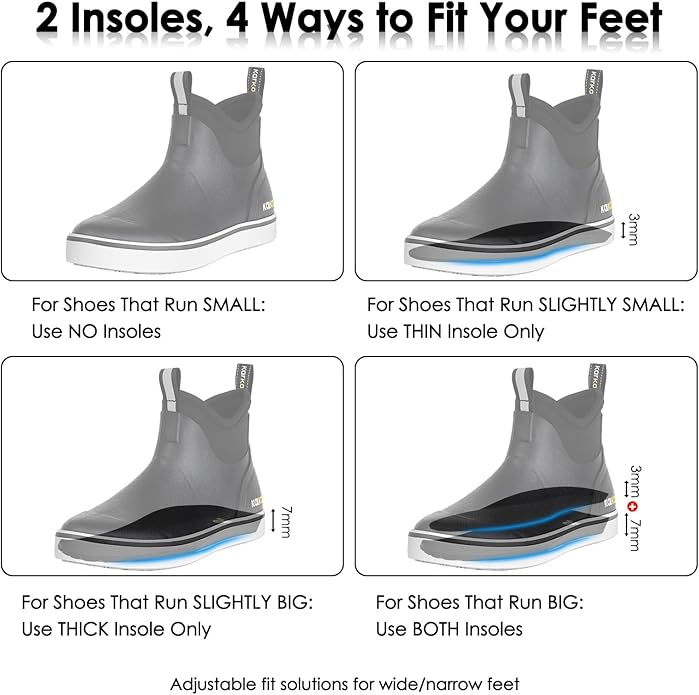 Kalkal Men's Deck Boots, Waterproof Fishing Rain Boots with High Traction, Men's Rubber Boots For Gardening Fishing Boating Camping Sailing