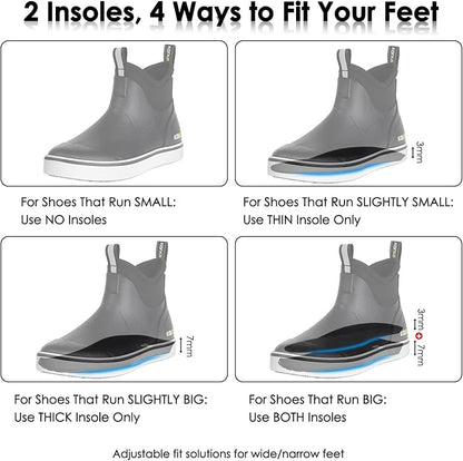 Kalkal Men's Deck Boots, Waterproof Fishing Rain Boots with High Traction, Men's Rubber Boots For Gardening Fishing Boating Camping Sailing