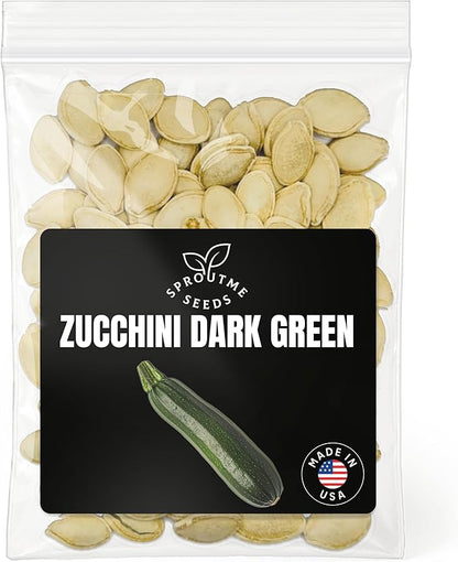 Dark Green Zucchini Seeds for Planting – 100+ Non-GMO Heirloom Summer Squash Seeds, High Germination (Cucurbita Pepo)