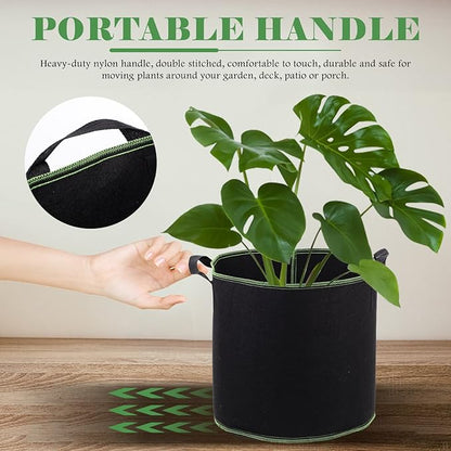 YARNOW 5 Pcs 4 Gallon Non-Woven Fabric Plant Grow Bags with Handles, Breathable Nursery Bags for Plants, Vegetables, Flowers, and Herbs