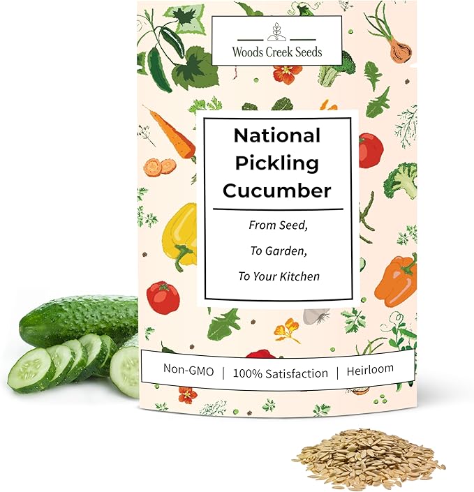 National Pickling Cucumber Seeds for Planting – Heirloom, Non-GMO Pickling Cucumber Seeds for Home Gardens, Crisp Cucumbers for Pickling & Fresh Use, Outdoor Growing | Woods Creek Seeds