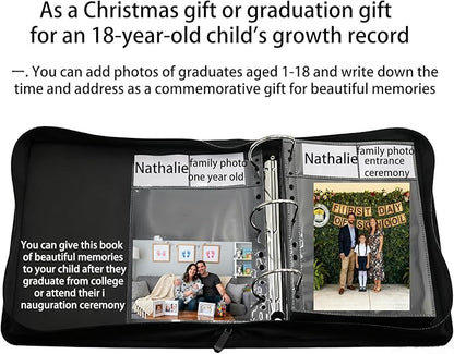 Gift Card Photo Album Book - 100 Pockets with Label Paper, Fits Greeting Cards & Photos, Ideal for College High School Graduation, Christmas& Birthday Gift Storage (black)