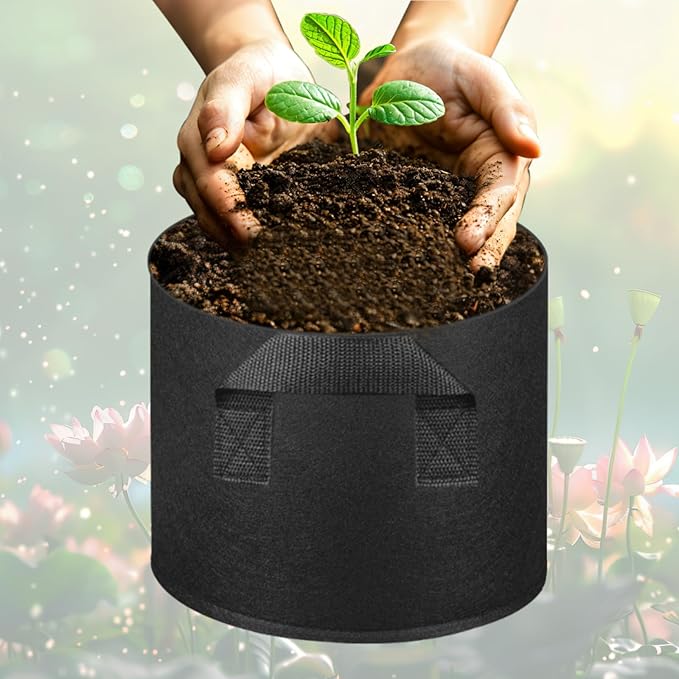 8 Pack Lily Plant Pots for Pond, Thickened Non-Woven Plant Fabric Pots with Handles, Durable Breathe Reusable Fabric Plant Bags for Aquatic Plants, Potato, Carrot, Onion, Flower