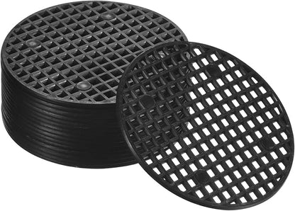 50 Pack Plant Pot Hole Mesh Pads - Round Rigid Bonsai Flowerpot Drainage Grid Screen Apply to Outdoor/Garden (6.5cm/2.5 Inch, Black)