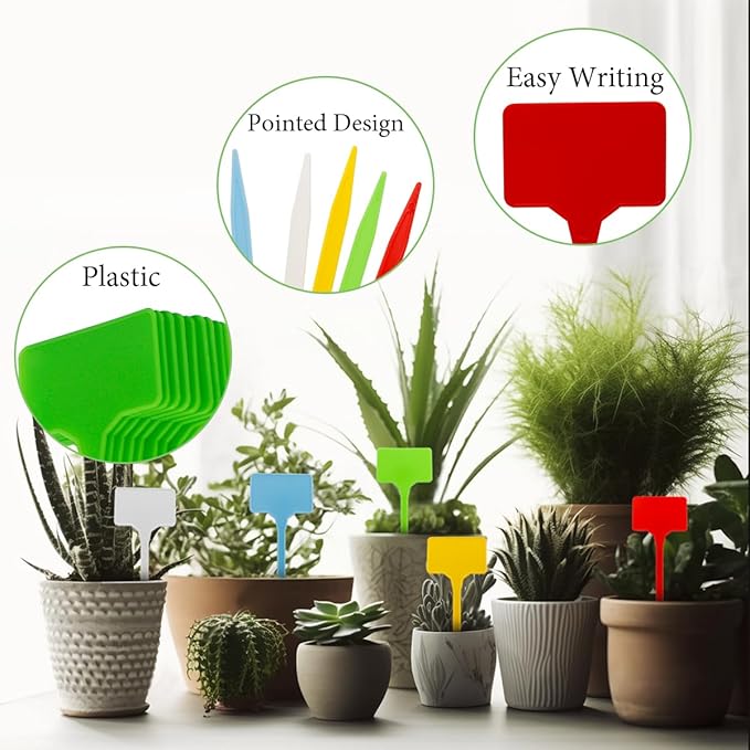 50 Pcs T-Type Plant Labels, Garden Labels Outdoor Waterproof Plastic Plant for Seedings Flower Vegetable, 5.5 * 15cm