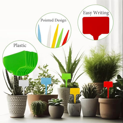 50 Pcs T-Type Plant Labels, Garden Labels Outdoor Waterproof Plastic Plant for Seedings Flower Vegetable, 5.5 * 15cm
