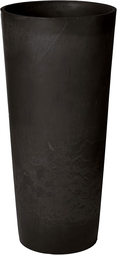 Arcadia Garden Products PSW S32BK Contempo Tall Round Planter, 13 by 13 by 28-Inch, Black
