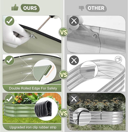 Galvanized Raised Garden Bed Outdoor- 2 Pcs Raised Beds for Gardening| Metal Planter Box, Steel Raised Garden Bed Kit with Gloves for Vegetables, Flower, Herbs (4x2x1FT, Green)