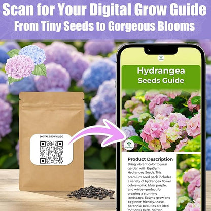 300+ Hydrangea Seeds Bulk Pack - Mixed Hydrangea Seeds Perennial Flower Seeds, Beginner-Friendly & Easy to Grow, Simple Seed-Start, for Garden Borders, Patio Containers & Partial Shade Beds