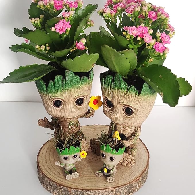 Face Planters Pots Head Planter,Succulent Planter Cute Plants Flower Pot with Hole Pen Hold for Home Garden (Groot Flower Pot)