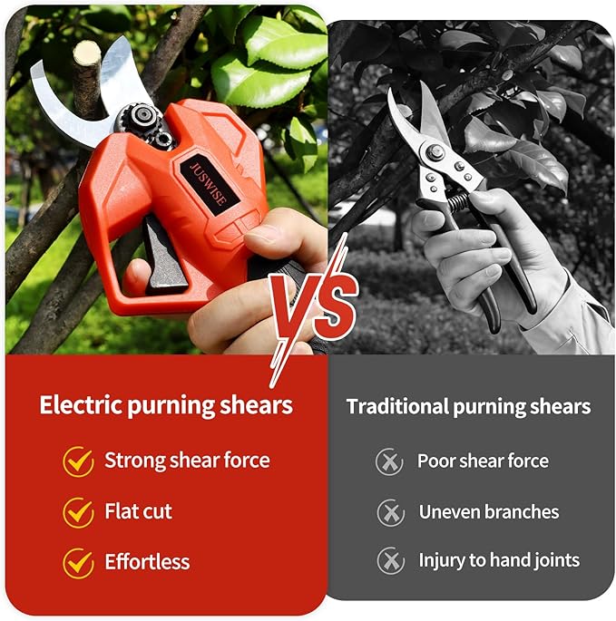 Electric Pruning Shears，2 inch (50mm) Cutting Diameter Electric Pruner with LCD Display 2 * 2.0Ah Batteries Brushless Cordless Garden Shears for Branch,Fruit,Yard and Tree Trimming