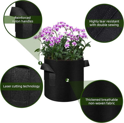12 Pack 20 Gallon Plant Grow Bags, Thickened Nonwoven Fabric Pots with Handles, Vegetable Planter Bags Containers, Cloth Planters for Garden Vegetable/Flower/Plant/Fruits Outdoor (Black)