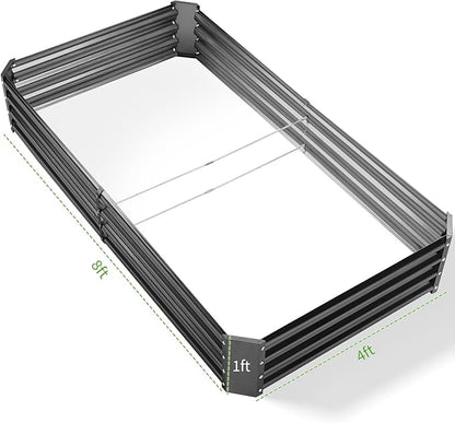 Land Guard 3 Pack 8×4×1ft Galvanized Metal Raised Garden Bed, Metal Planter Kit Box Outdoor for Deep-Rooted Vegetables, Flowers, Green and Herbs, Modern Grey