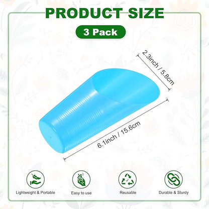 3-Pack Bonsai Soil Scoops, Plastic Garden Soil Scoops Bucket Shovel Potting Scoopers for Transplanting/Flower Planting/Plant Succulent, Colorful Small Gardening Tools [Blue]