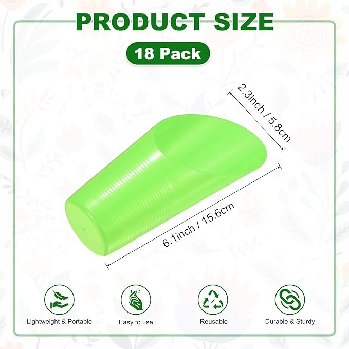 18-Pack Bonsai Soil Scoops, Plastic Garden Soil Scoops Bucket Shovel Potting Scoopers for Transplanting/Flower Planting/Plant Succulent, Colorful Small Gardening Tools [Green]