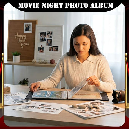Spiareal Movie Night Card Organizer Set Greeting Card Holder 6 x 8 Inches 100 Pages Stamping Binder Album Display Organization Storage for Movie Night Party Photo Gift