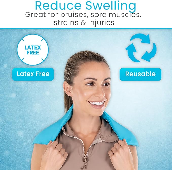 Arctic Flex Neck Ice Pack - Cold Compress Shoulder Therapy Wrap - Cool Reusable Medical Freezer Gel Pad for Swelling, Injuries, Headache, Cooler (Large (1 Pack))