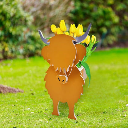 Cow Planter Plant Pots,Animal Flower Pot for Indoor/Outdoor,Small Cute PVC Animal Face Shape Plant Container Best for Home Office Garden Decoration Mom Gift Ideas