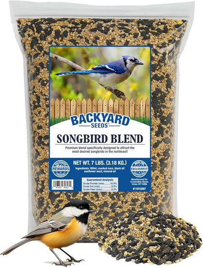 CountryMax Backyard Seeds Songbird Blend Mixed Bird Seed - Attracts Bluebirds, Cardinals, Chickadees (7 Pounds)