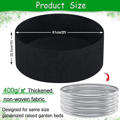 Round Fabric Galvanized Raised Garden Bed Liner, 2x2x1 Feet Outdoor Garden Planting Bags for Vegetables, Flowers, Herbs, and Succulents