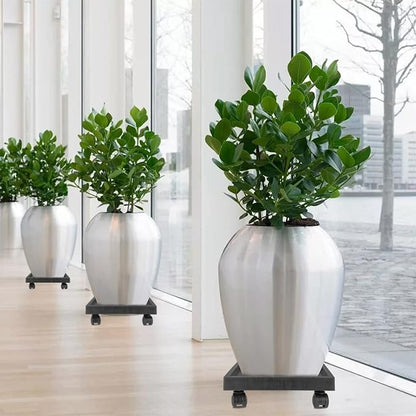 JOIKIT 2 Pack 11.8 Inch Square Plant Caddy with Wheels, Heavy Duty Rolling Plant Stand, Wheeled Planter Saucer Tray, Square Pot Trolley for Indoor Outdoor