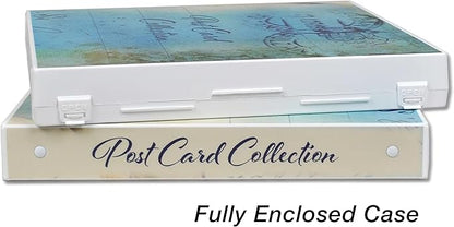 UniKeep Postcard Collector Storage Case with 20 Pages - Holds up to 120 Postcards Measuring 4" x 6" - Additional Pages Can Be Added (Blue)