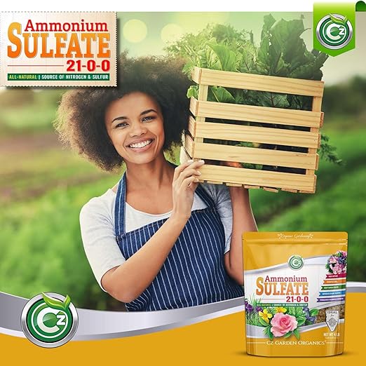 Ammonium Sulfate Fertilizer AMS 21-0-0 +24% Sulfur - Made in USA Plant Food for Indoor/Outdoor Plants & Flower Gardens - Promotes Lush Growth - Green Lawns, Fruit, Vegetables, Acid Loving Plants